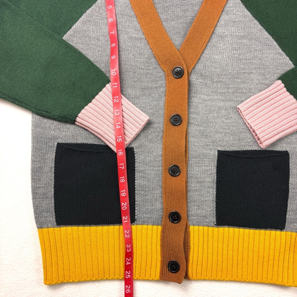 Colorblock Green/Gray/Pink “Grandpa” Cottagecore Button Cardigan Sweater (2XL) - Picture 13 of 15